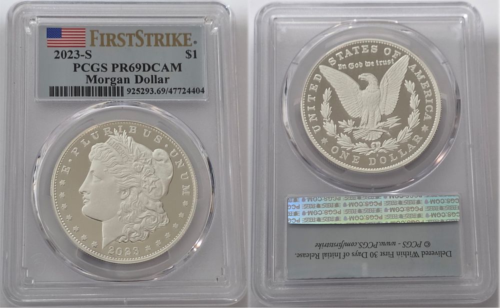 מטבע כסף טהור 999 מורגן Morgan דולר שנת 2023 
מדורג PCGS בדרוג 69 (FirstStrike) 
(LIMITED 