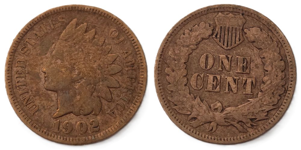 Brown Indian Head Cent Coin 
(Coin Collectors Over 123 Years). Country: USA 
Year: 1902 
Metal: 