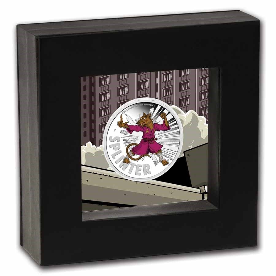 9999 Pure Silver Coin Teenage Mutant Ninja Turtles Sensei Splinter, 1 Dollar Tuvalu Australia 