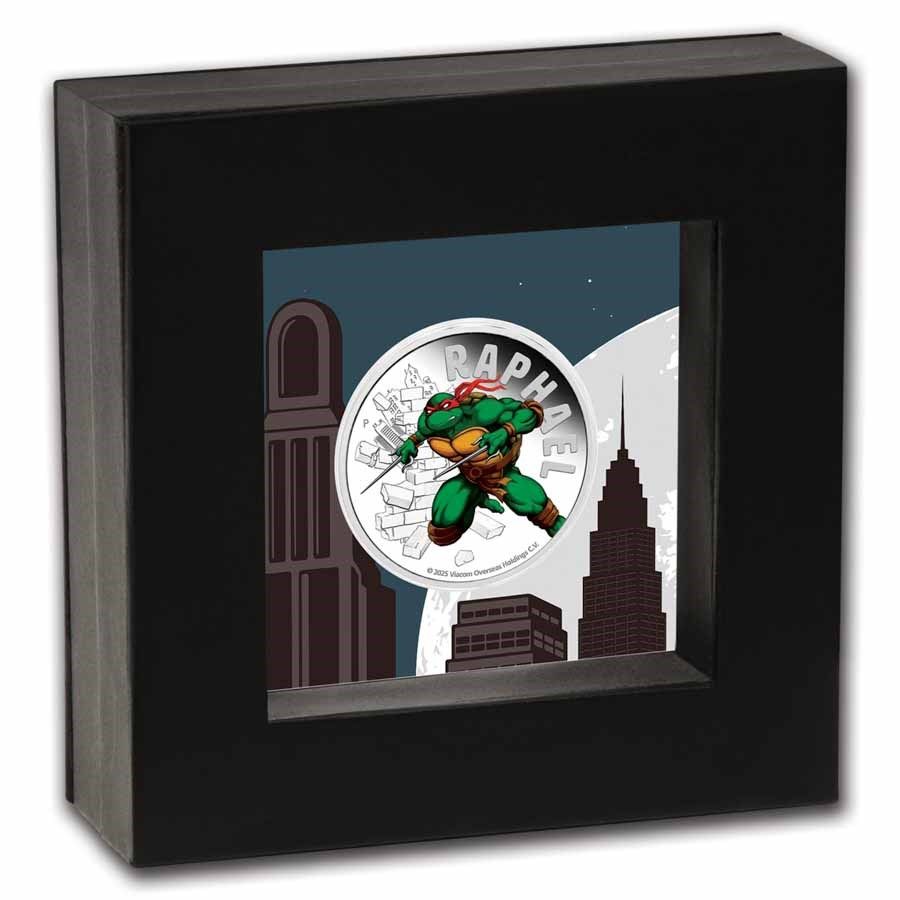 9999 Pure Silver Coin Teenage Mutant Ninja Turtles Raphael, 1 Dollar Tuvalu Australia, 
Year 