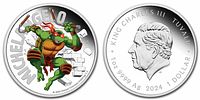 9999 Pure Silver Coin Teenage Mutant Ninja Turtles Michelangelo, 
1 Dollar Tuvalu Australia Image - 1