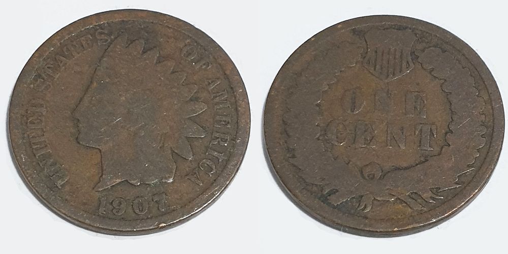 Brown Indian Head Cent Coin 
(coin collecting over 116 years). Country: USA 
Year: 1907 
Metal: 