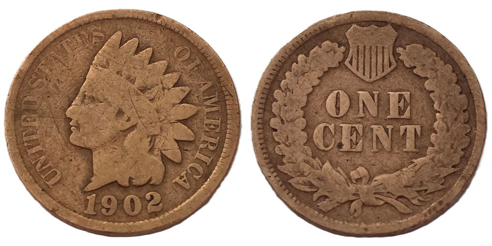 Brown Indian Head Cent Coin 
(Coin Collectors Over 122 Years). Country: USA 
Year: 1902 
Metal: 