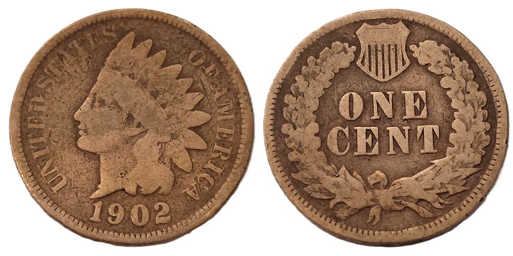 Brown Indian Head Cent Coin 
(Coin Collectors Over 122 Years). Country: USA 
Year: 1902 
Metal: 