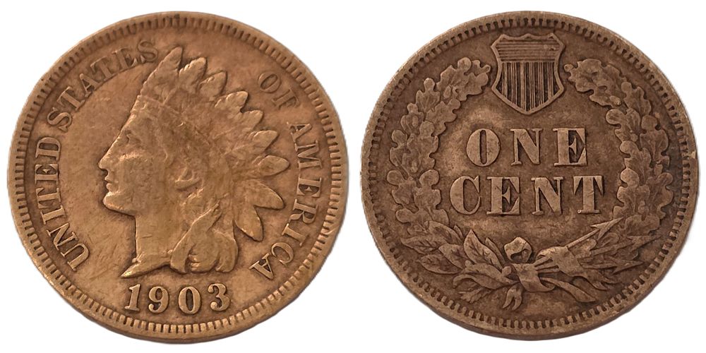 Brown Indian Head Cent Coin 
(Coin Collectors Over 120 Years). Country: USA 
Year: 1903 
Metal: 