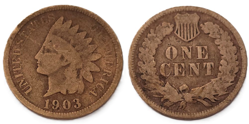 Brown Indian Head Cent Coin 
(Coin Collectors Over 120 Years). Country: USA 
Year: 1903 
Metal: 