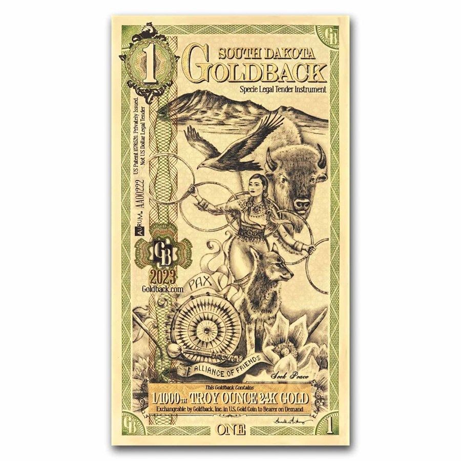 New 1 Goldback South Dakota USA Gold Banknote.... The note contains 999 pure gold, (24K) 