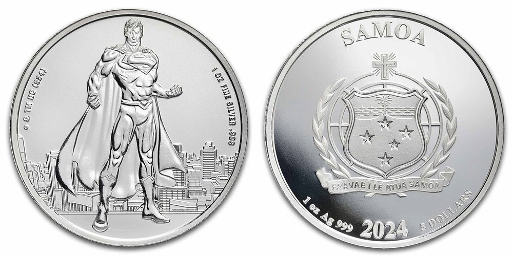 999 Pure Silver Coin, Superman Man of Steel 1 Ounce 
2024 (Collector's Item) (LIMITED EDITION). Y 