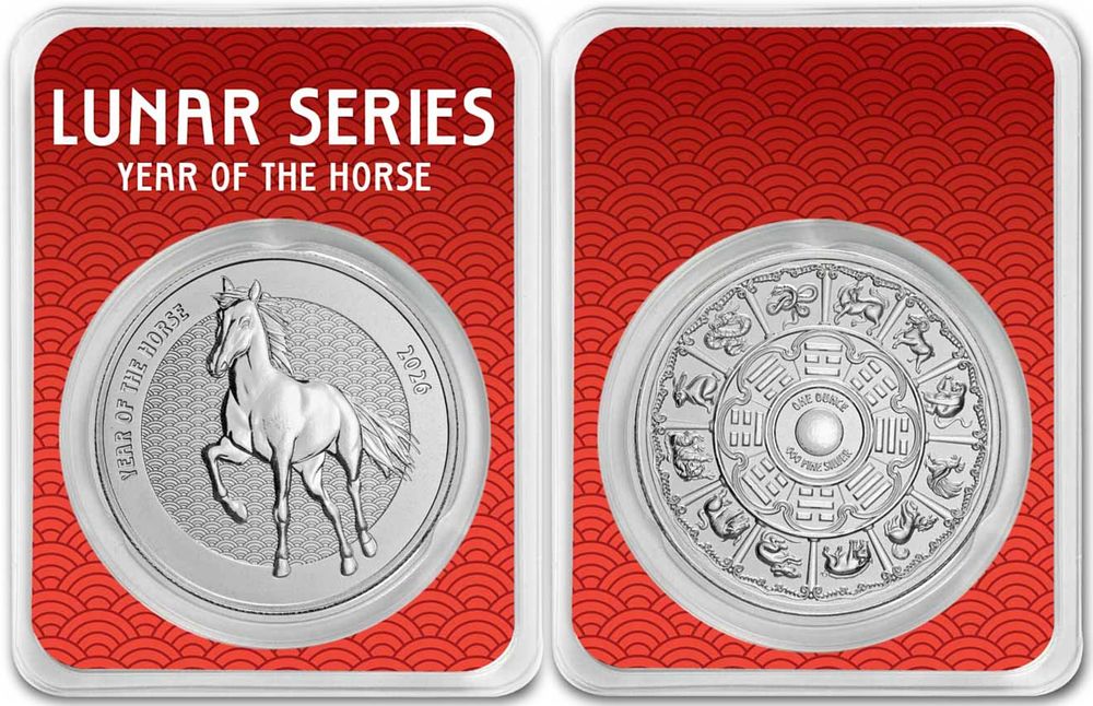999 Pure Silver Medal Lunar Year of the Horse 2026, 
Ounce New.... Country: USA 
Year: 2026 