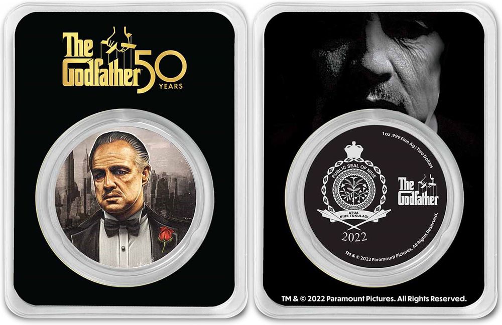 999 Pure Silver Coin Colored Iconic Character The Godfather 1 Ounce New....2022 
(Collector's 