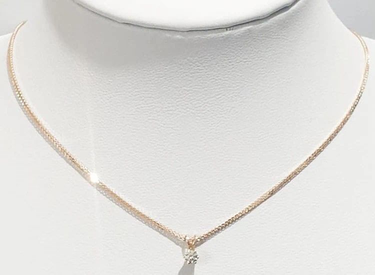 Necklace and pendant, solitaire model, 
natural diamond, red gold (rose gold) 14K. Gold Metal 