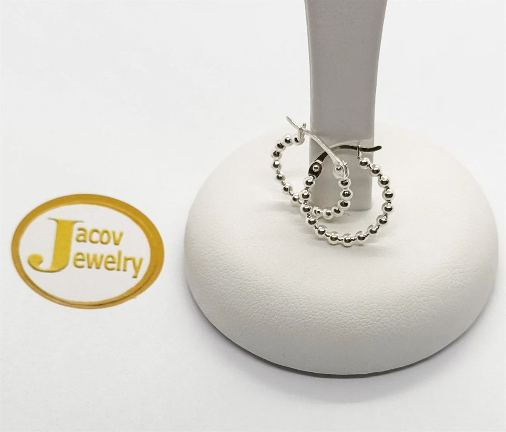 A pair of spherical hoop earrings, diameter 14 mm, 
in 925 silver, new.... Silver Metal 