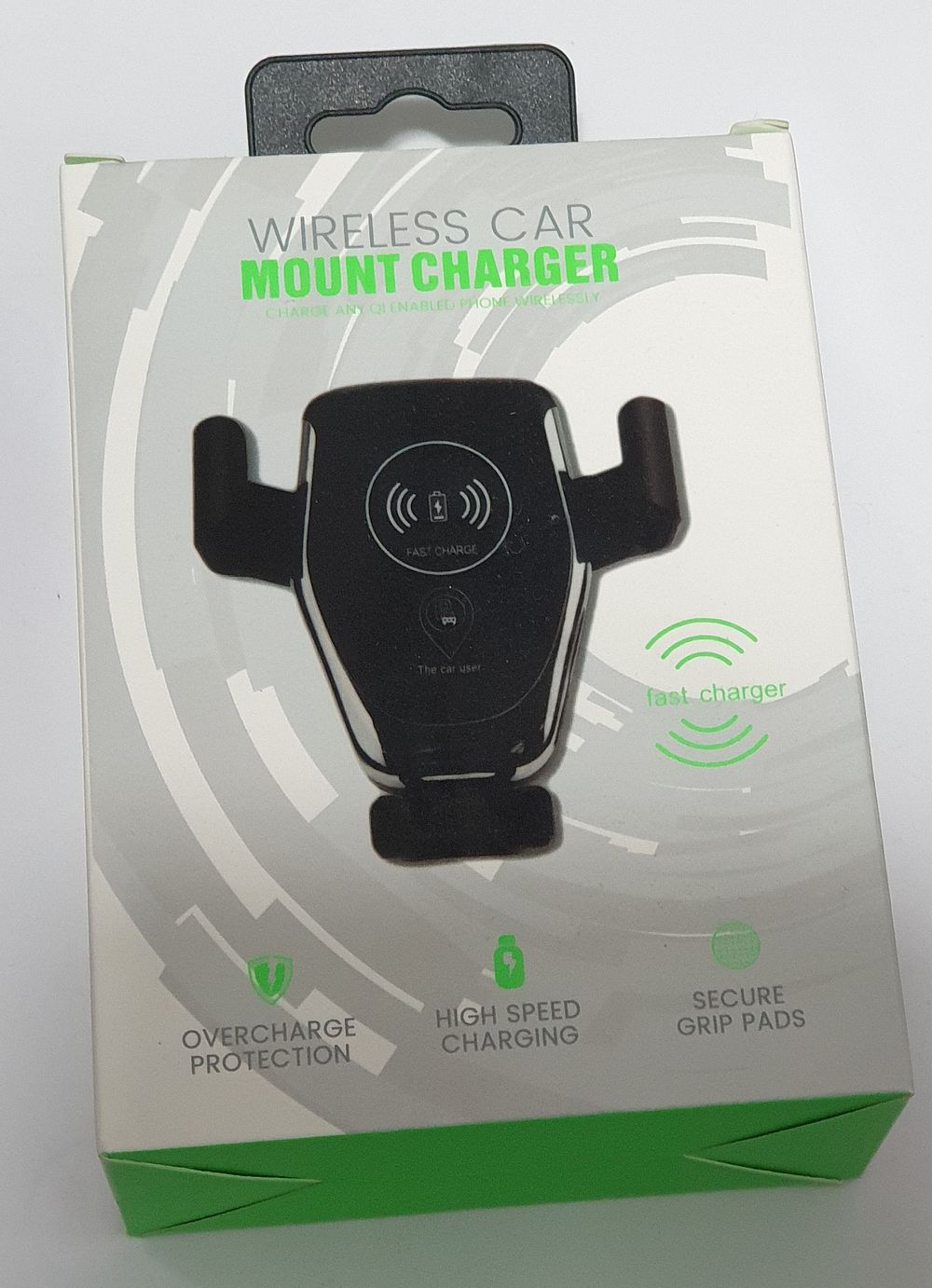 Mobile phone stand for car, new rechargeable model in the box. Mobile stand and charger for the 