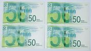 Lot 4 banknotes of 50 nominal shekels year 2022 condition (UNC) perfect serial numbers Image - 1