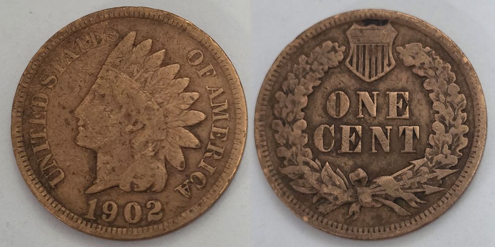Brown Indian Head Cent Coin 
(Coin Collectors Over 122 Years). Country: USA 
Year: 1902 
Metal: 