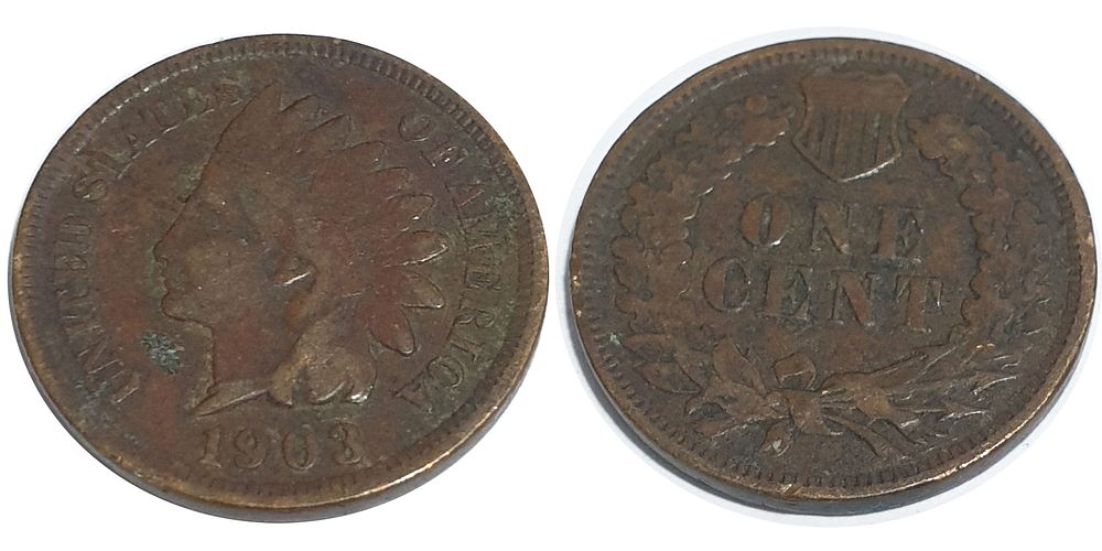 Brown Indian Head Cent Coin 
(coin collecting over 120 years). Country: USA 
Year: 1903 
Metal: 