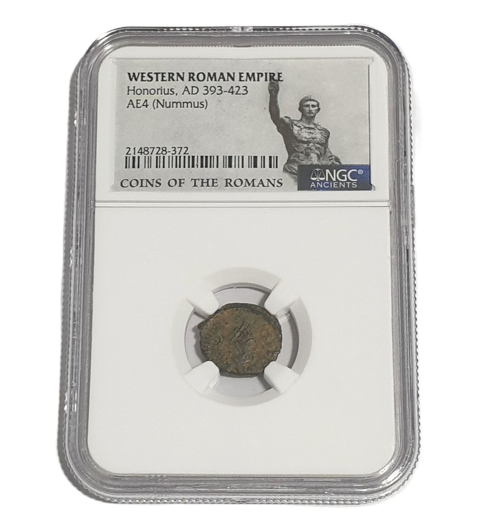 Western Roman AE Nummus Honorius 
(393-423 AD) NGC (antique collection). Currency details: 
The 