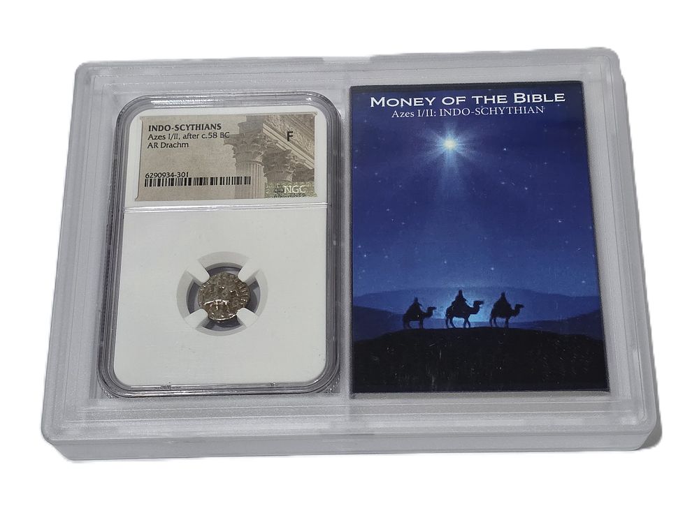 Indo-Scythian Silver Coin Through Azas of Bactria Kings 
NGC Graded Over 2000 Years Old 