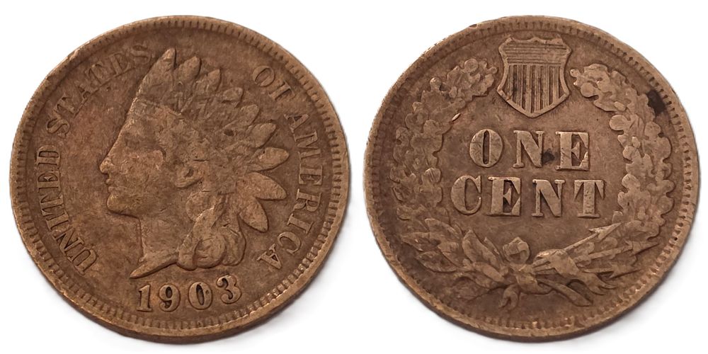 Brown Indian Head Cent Coin 
(Coin Collectors Over 120 Years). Country: USA 
Year: 1903 
Metal: 