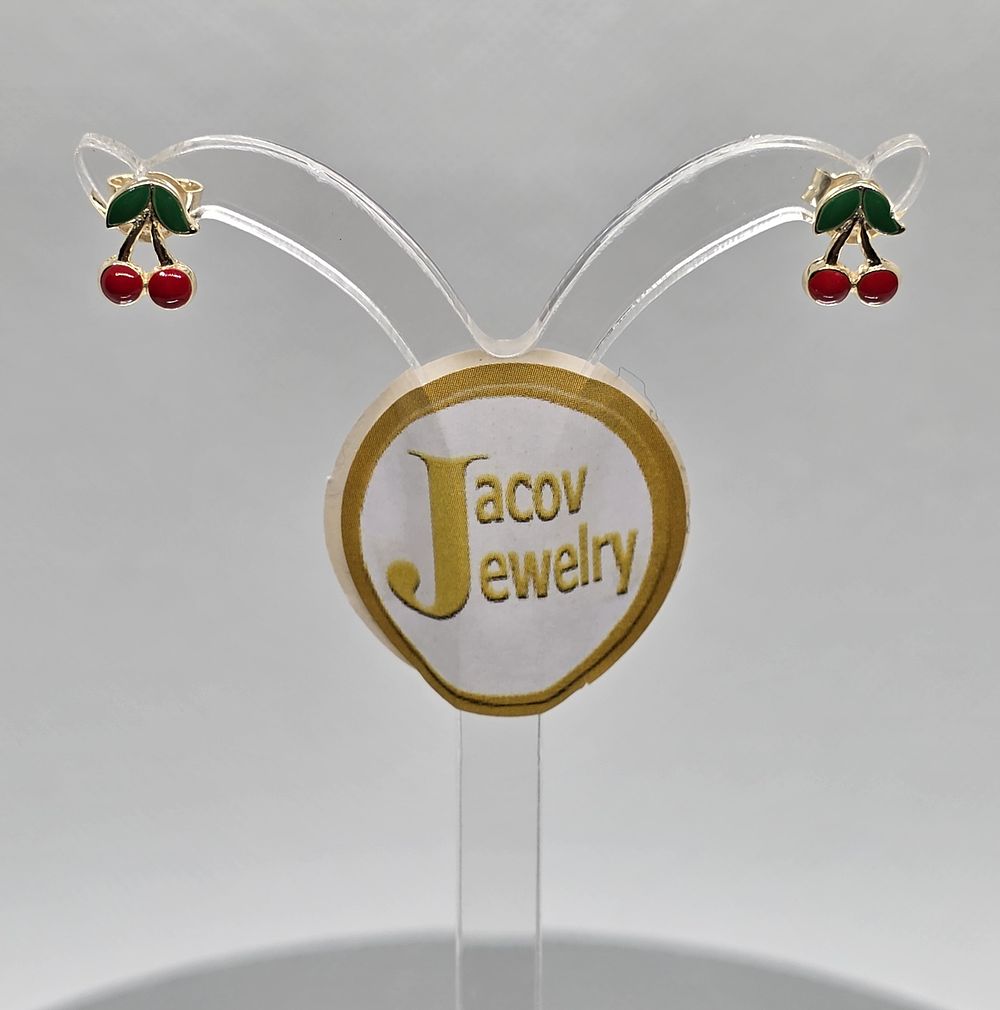 A pair of cherry-shaped earrings in 14K yellow gold, new.... A pair of special cherry earrings 
