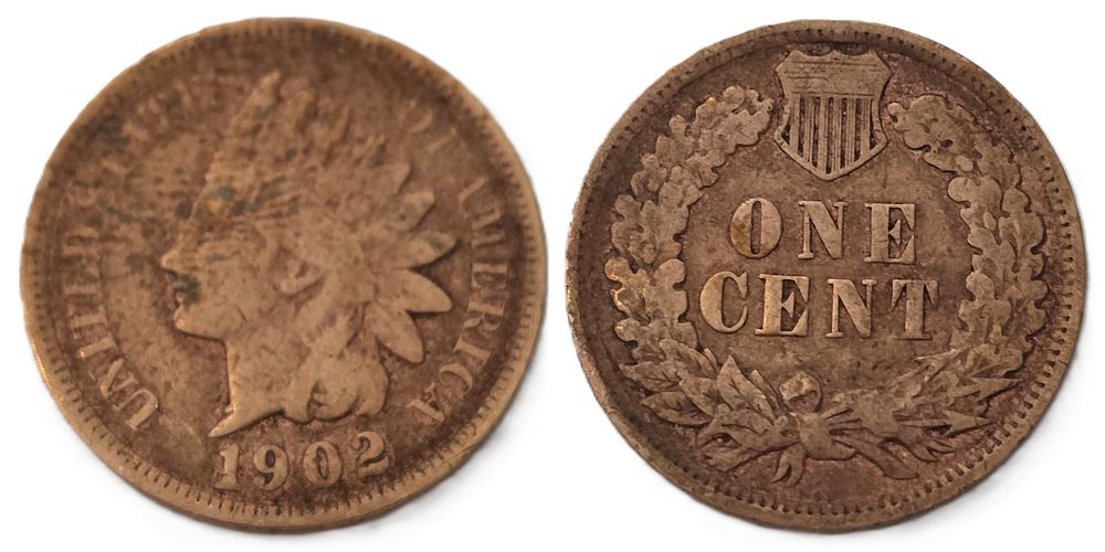 Brown Indian Head Cent Coin 
(Coin Collectors Over 123 Years). Country: USA 
Year: 1902 
Metal: 