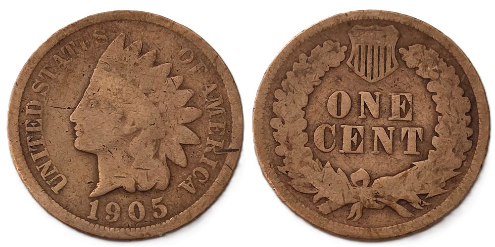 Brown Indian Head Cent Coin 
(Coin Collectors Over 120 Years). Country: USA 
Year: 1905 
Metal: 