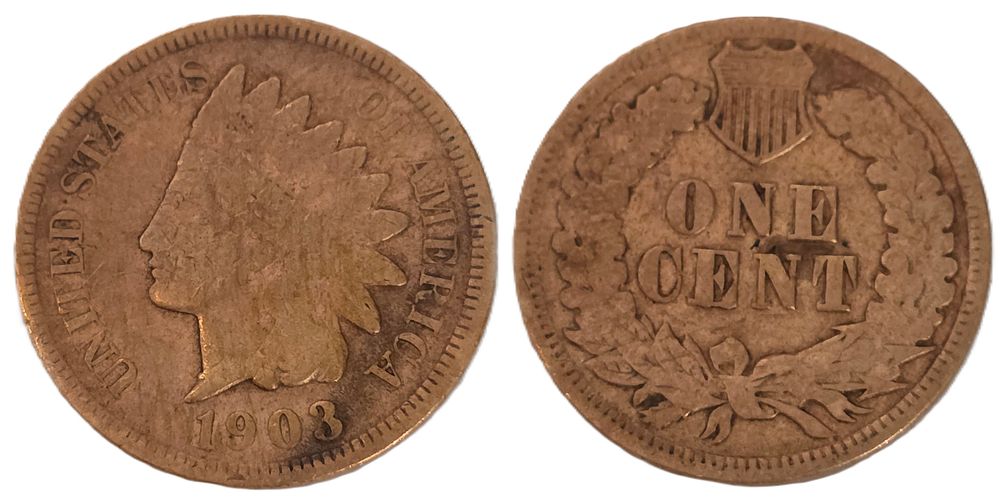 Brown Indian Head Cent Coin 
(Coin Collectors over 1903). Country: USA 
Year: 1903 
Metal: 