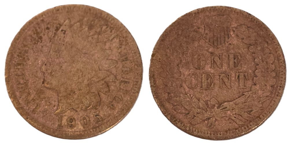 Brown Indian Head Cent Coin 
(Coin Collectors Over 120 Years). Country: USA 
Year: 1905 
Metal: 