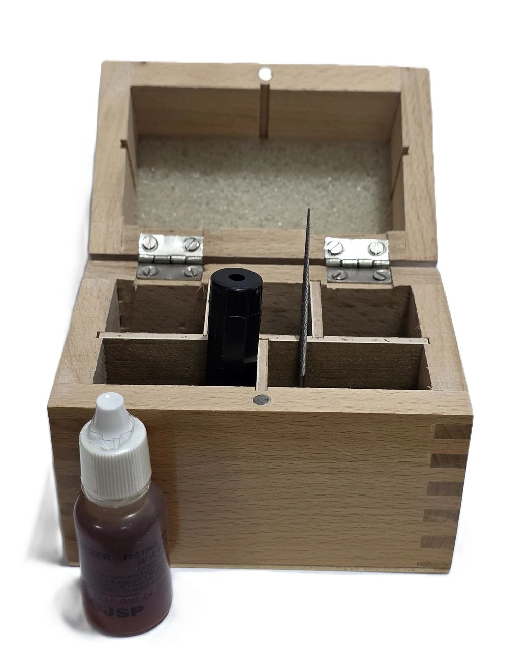 New silver testing acid set.... *Silver testing set includes a wooden box for the workbench. 