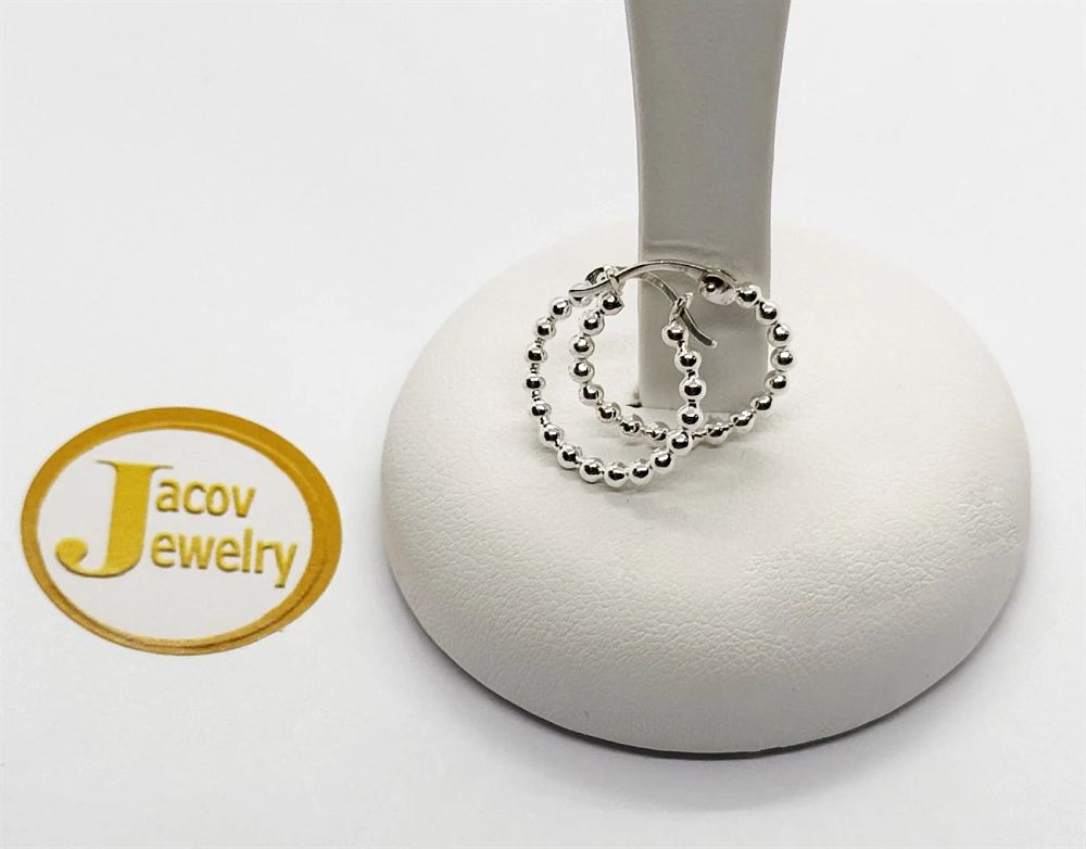 A pair of spherical hoop earrings, diameter 16 mm, 
in 925 silver, new.... Silver Metal 