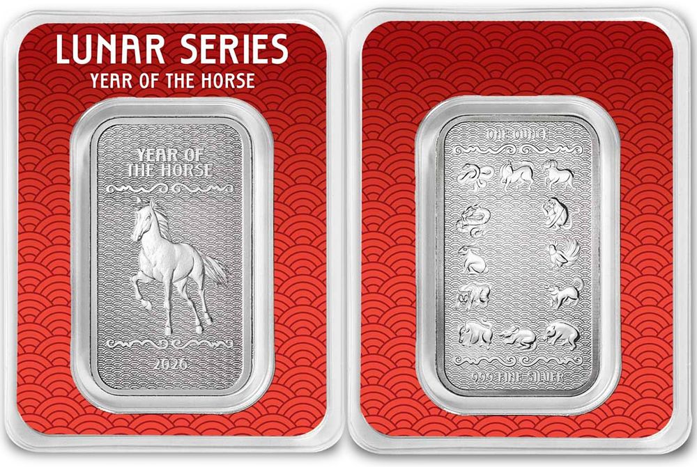 1 oz 999 Pure Silver Bar Year of the Horse 2026 in protective packaging For collectors and 