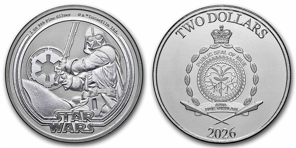 1 Ounce 999 Pure Silver Coin Star Wars: 
Darth Vader Year 2026 for Investors and 