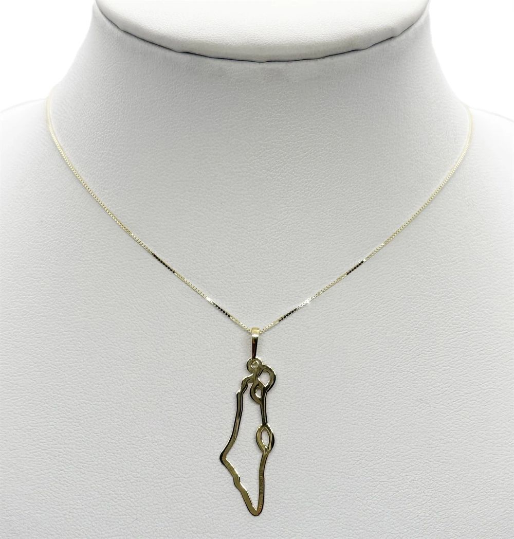 New 14K yellow gold Israel map line necklace 
and pendant.... Metal Gold 
Purity: 14K 
Color: 