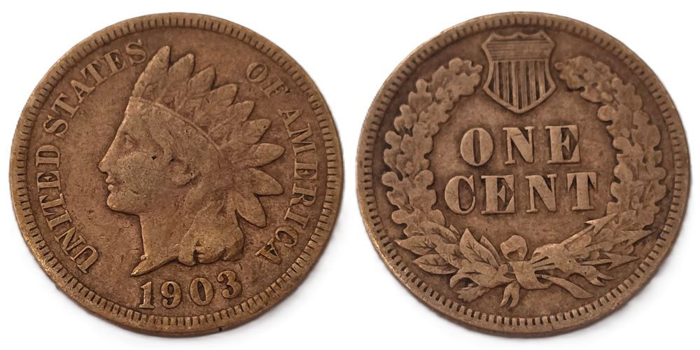 Brown Indian Head Cent Coin 
(Coin Collectors Over 120 Years). Country: USA 
Year: 1903 
Metal: 