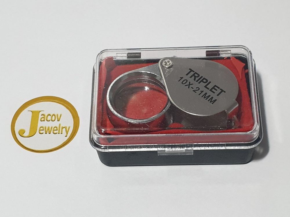 10x silver loupe, new in box.... 10X Silver Magnifier 
*10X - 21MM 
*For Jewelers and 