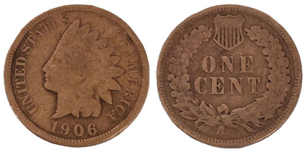 Brown Indian Head Cent Coin 
(Coin Collectors Over 119 Years). Country: USA 
Year: 1906 
Metal: 