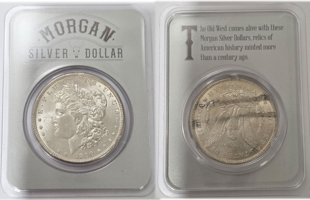 1890 Morgan Dollar (.900 fine silver) in BU condition.
The coin comes in a sealed holder for 