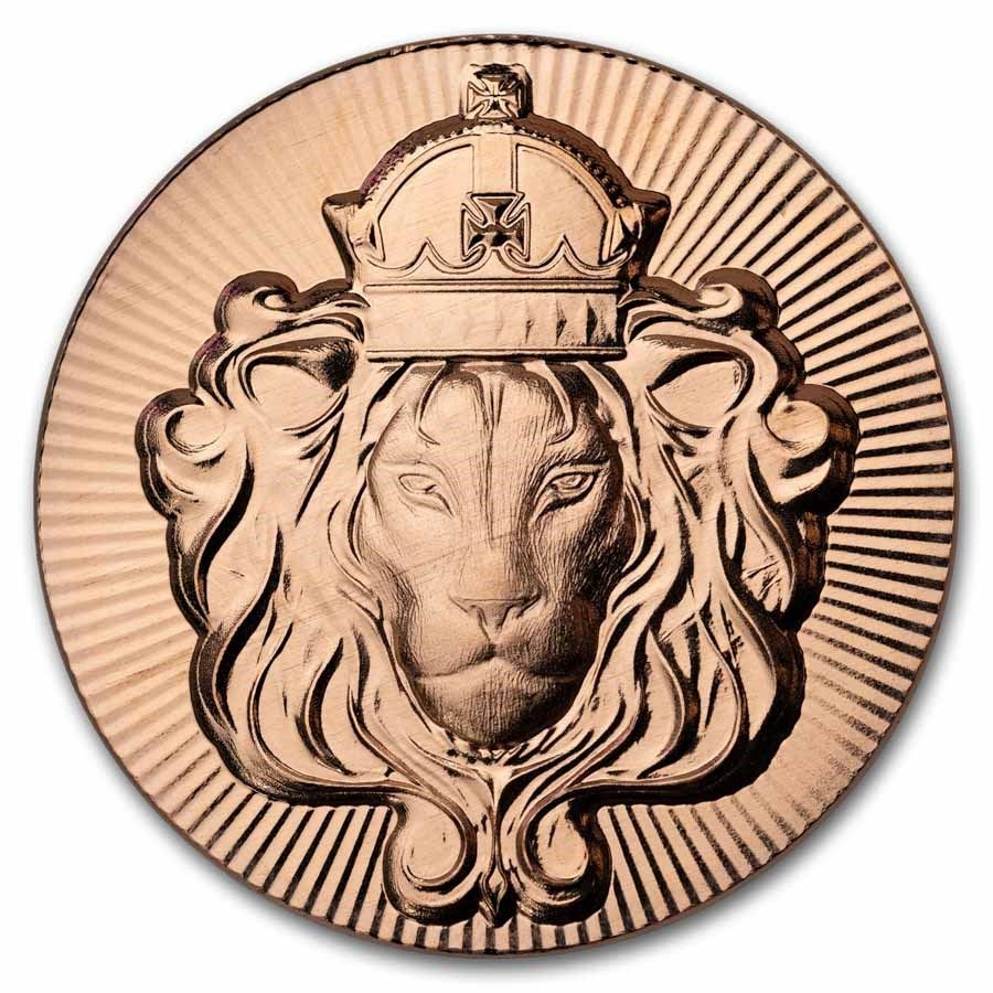 1 oz .999 Pure Copper Medal – Lion with Crown. Country: USA 
Metal: Copper 
Purity: .999 