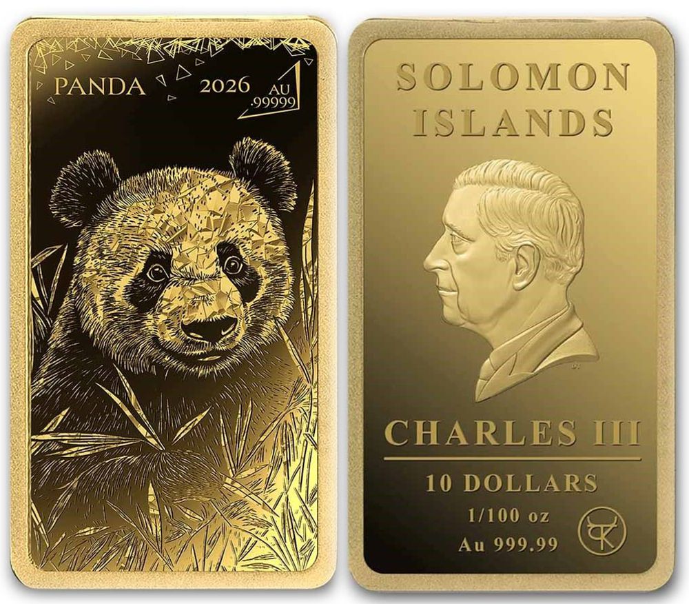 9999 Pure Gold Bar, Panda Bear 1/100 Ounce 
Collectible and Investment Item Small Issue. 