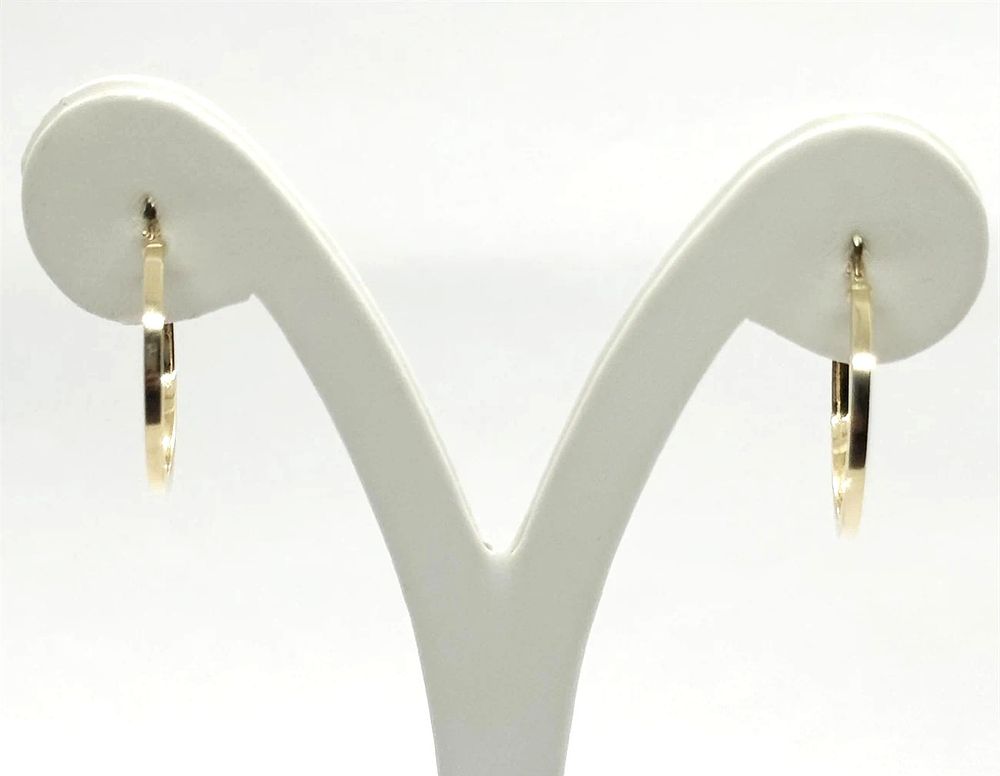 Pair of new 14K yellow gold square-design hoop earrings, 18mm in diameter... Pair of 