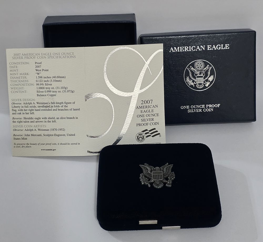 מטבע כסף טהור 999 שנת 2007 - W PROOF ליידי ליברטי נשר (פריט אספנות) לאספנים שמבינים בלבד! 
