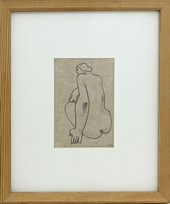 שלום סבא. מודל אישה, רישום בסגנון קוביסטי, עפרון על נייר , חתום.16x11 ס"מ, חתום עבודה אופיינית 