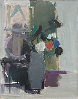 פימה רויטנברג. טבע דומם, שמן על בד, 32x41 ס"מ, חתום, עבודה איכותית