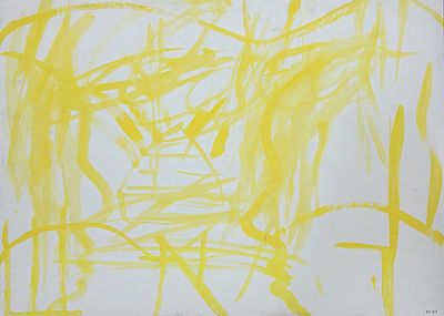 רפי לביא. ראש, צבעי מים על נייר, 49x69 ס"מ, חתום ומתוארך 93. רפי לביא (לוי) נולד ברמת גן , לאחר 