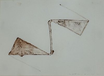 מיכה אולמן. ללא כותרת, חמרה על נייר, 30X42 ס"מ, חתום ומתוארך 1997, יצירת מופת מאוסף עזבון הצייר 