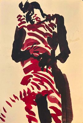 מאיה כהן לוי. ללא כותרת, צבעי מים על נייר, 35X25 ס"מ, חתום ומתוארך 1983, טוקיו. עבודה מוקדמת 