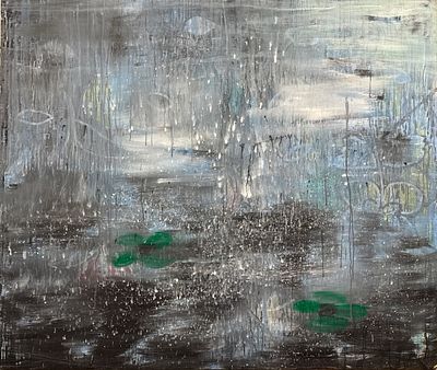 יהודה פרובוכאי. ללא כותרת, שמן על בד, 138X161 ס"מ, חתום ומתוארך 98, עבודה איכותית וגדולה של אמן 