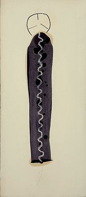 לארי אברמסון, צבעי מים, פסטל ועפרון על נייר, 76x33 ס"מ, מתוארך 2008. לארי אברמסון, ישראלי, נולד 