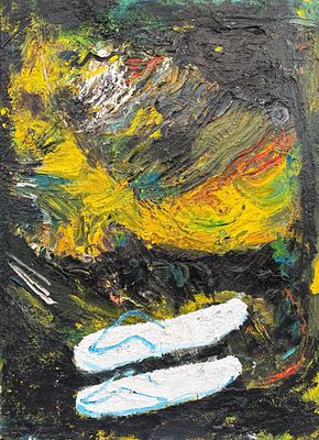 מריק לכנר. ללא כותרת, שמן בשכבות על בד, 80x60 ס"מ, עבודה חומרית ואיכותית של אמן עכשווי מוערך 