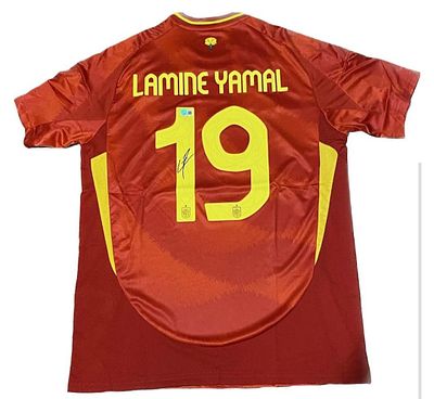 יאמין יאמל - Lamine Yamal – חתום בידו ומאושר על ידי Beckett Authentication Services (BAS). 